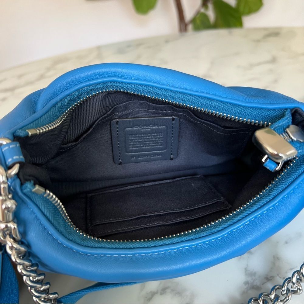Coach Teri Shoulder Bag w/ Signature Quilting Silver Bright Blue CJ608 Crossbody - Picture 15 of 16
